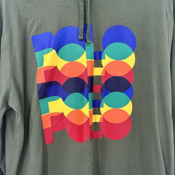Polo Ralph Lauren Sz M Green Stacked Logo Graphic Print Hooded T-Shirt Hoodie - Picture 7 of 12